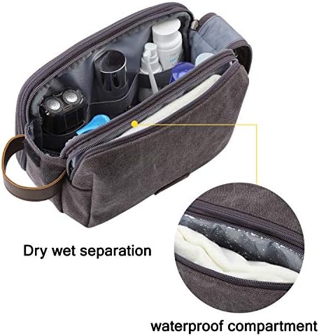 Men's Water-resistant Toiletry Bag - BAGSMART Dopp Kit Canvas Travel Organizer - Black - Large - Image 38