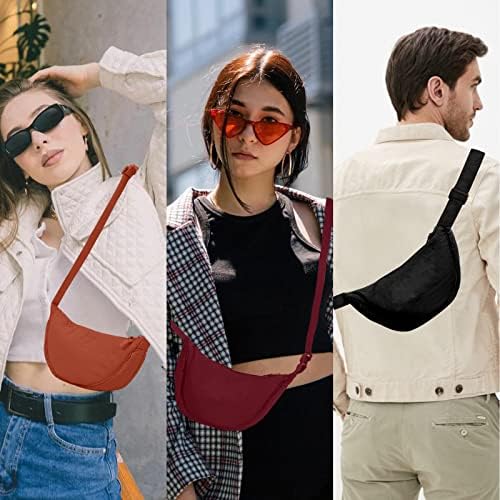 EVGLOW Nylon Crescent Crossbody Bag - Trendy Women's Travel Sling Bag EVGLOW Nylon Crescent Crossbody Bag - Small Men's