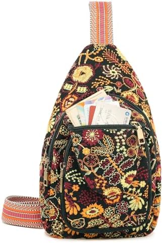 SILKAREA Embroidered Boho Small Sling Bag for Women Travel (Blue) SILKAREA Embroidered Boho Small Sling Bag for Women Ch