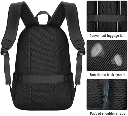 HOMIEE Lightweight Casual Laptop Backpack Black Fits 15.6 Inch Computer Unisex College Work Travel Water-Resistant Cute