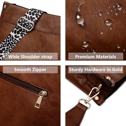 AUYOCO Vegan Leather Crossbody Bags for Women Handbag with Guitar Strap Zipped Pockets AUYOCO Vegan Leather Crossbody