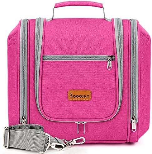 Water-resistant Travel Hanging Toiletry Bag for Women and Men, 6 Organizer Compartments, Holds Full Size Bottles, Black