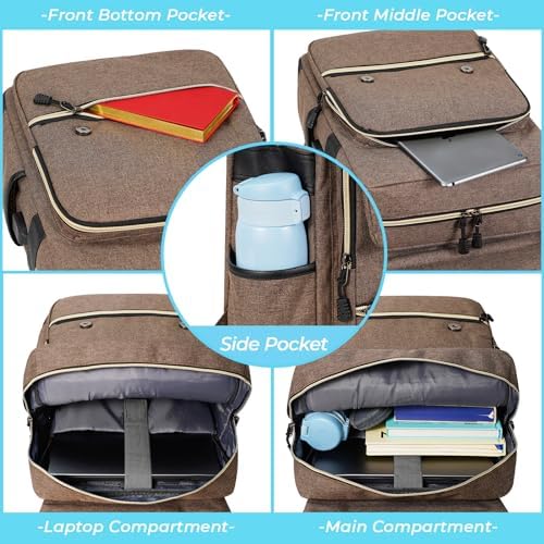 Ronyes Vintage Laptop Backpack for Women and Men, 15.6 inch Red Backpack with USB Charging Port for College and Work