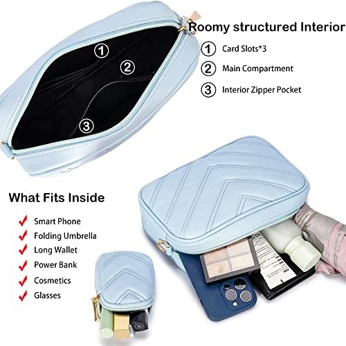 Herald Chevron Quilted Small Crossbody Bag for Women - Camera Side Shoulder Bag, 2 Sizes, Coin Purse Included Herald Che