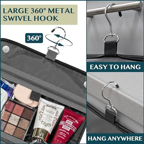 PAVILIA Water Resistant Makeup Bag Toiletries Women Men Travel Bag PAVILIA Foldable Cosmetic Organizer Travel Bag Large