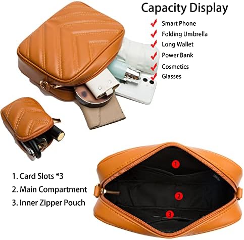 Herald Chevron Quilted Small Crossbody Bag for Women - Camera Side Shoulder Bag, 2 Sizes, Coin Purse Included Herald Che