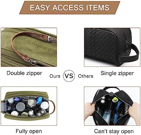 Men's Water-resistant Toiletry Bag - BAGSMART Dopp Kit Canvas Travel Organizer - Black - Large - Image 50