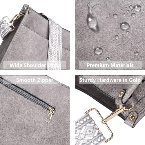 AUYOCO Vegan Leather Crossbody Bags for Women Handbag with Guitar Strap Zipped Pockets AUYOCO Vegan Leather Crossbody