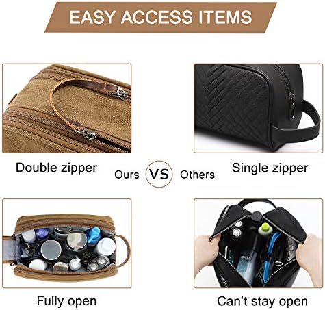 Men's Water-resistant Toiletry Bag - BAGSMART Dopp Kit Canvas Travel Organizer - Black - Large - Image 71