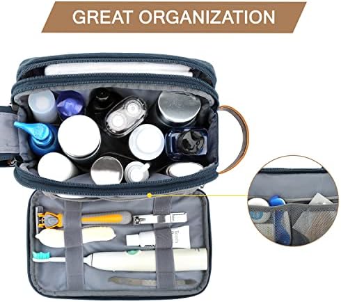 Men's Water-resistant Toiletry Bag - BAGSMART Dopp Kit Canvas Travel Organizer - Black - Large - Image 75