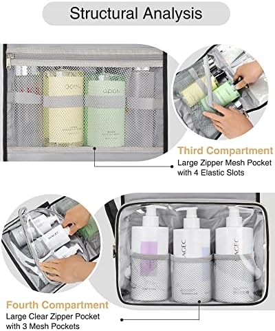 Relavel Travel Toiletry Bag for Men, Large Capacity Travel Kit, Hanging Toiletry Bag for Women