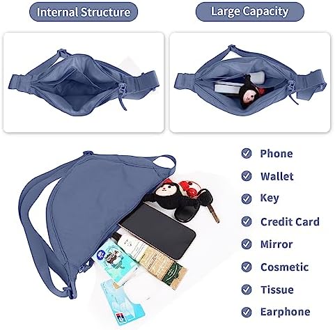 EVGLOW Nylon Crescent Crossbody Bag - Trendy Women's Travel Sling Bag EVGLOW Nylon Crescent Crossbody Bag - Small Men's