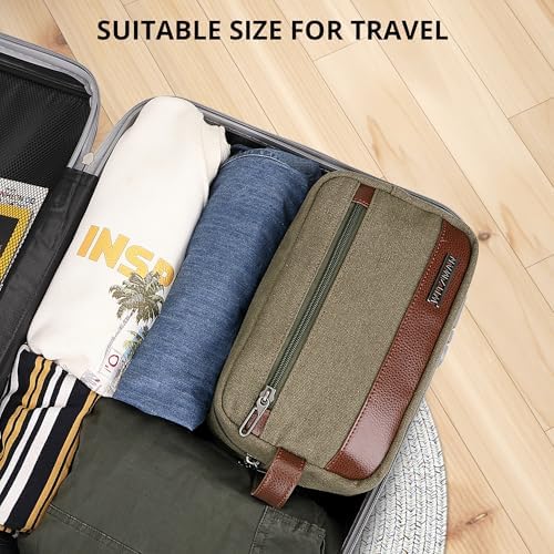 WITZMAN Classic Black A8001 Men's Water-Resistant Travel Dopp Kit Bag