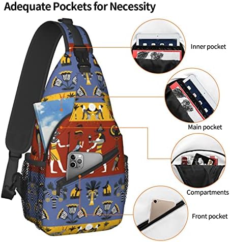 ASYG Egyptian Sling Bag Casual Backpack Crossbody Daypack Casual Use Men Women Multifunctional Style