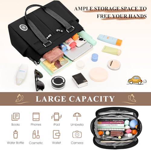 VOBUKE Sac Bandoulière Grande Sacs a Main Imperméables pour Femme Usage Quotidien avec Multi-Poches et Bandoulieres Régl