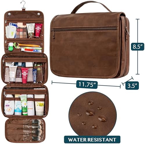 PAVILIA Water Resistant Makeup Bag Toiletries Women Men Travel Bag PAVILIA Foldable Cosmetic Organizer Travel Bag Large