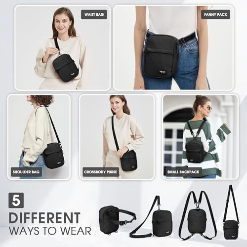 KALIDI Multi Position Crossbody Sling Bag for Women Men with Adjustable Strap