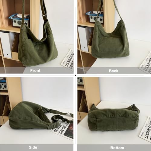 Dainaotm Canvas Tote Bag Casual Hobo Crossbody Shoulder Bag for Women Large Purse Messenger Bag Travel Work Dainaotm Can