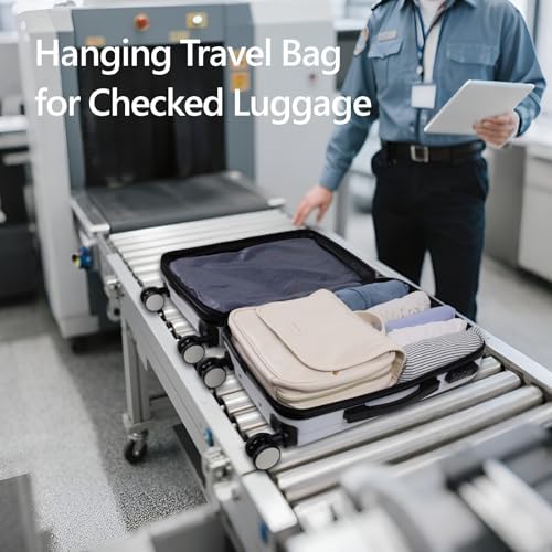 Hanging Travel Bag for Toiletries Quilted Plaid Waterproof Makeup Organizer Brown (M) Smart Large Compartments Toiletr