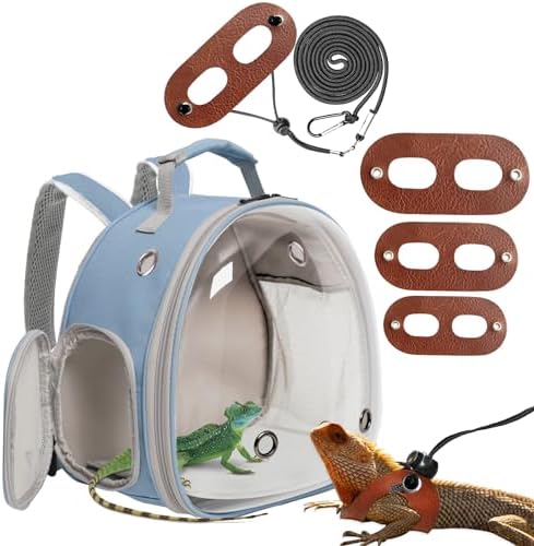 Bearded Dragon Travel Backpack with Harness and Leash Set Airline Approved Bearded Dragon Lizard Backpack Travel Carrier