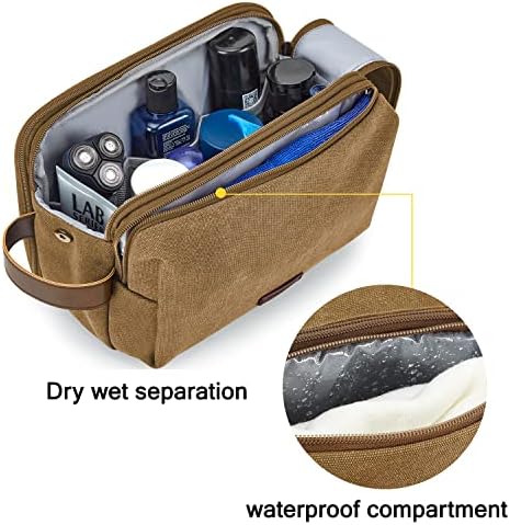 Men's Water-resistant Toiletry Bag - BAGSMART Dopp Kit Canvas Travel Organizer - Black - Large - Image 54