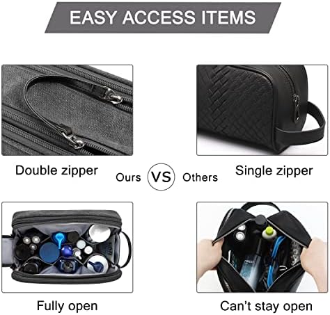 Men's Water-resistant Toiletry Bag - BAGSMART Dopp Kit Canvas Travel Organizer - Black - Large - Image 5