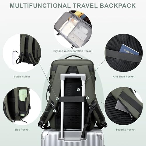 Carry On Travel Backpack 35L-40L Expandable Extra Large Light Daypack for Men and Women (Blue) Travel Backpack 35L-40L