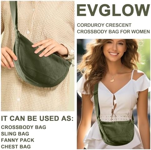 EVGLOW Nylon Crescent Crossbody Bag - Trendy Women's Travel Sling Bag EVGLOW Nylon Crescent Crossbody Bag - Small Men's