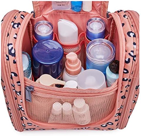 Narwey Large Blue Leaf Hanging Toiletry Bag for Women Travel and Men Cosmetics Organizers