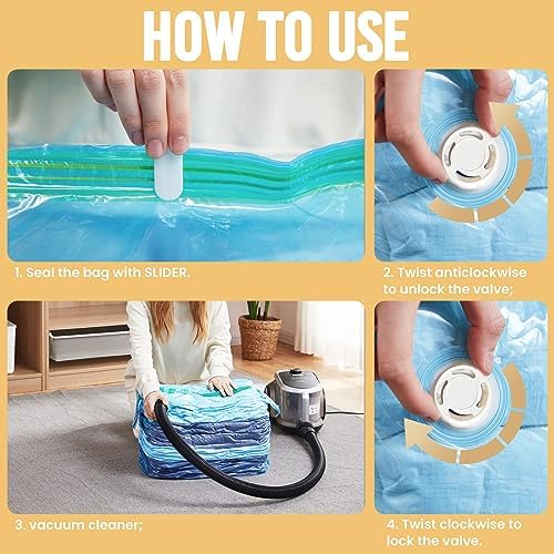 TAILI Jumbo Cube Vacuum Storage Bags 4 Pack, Extra Large (31x40x15 Inch) for Clothing and Bedding, Space Saving Closet O