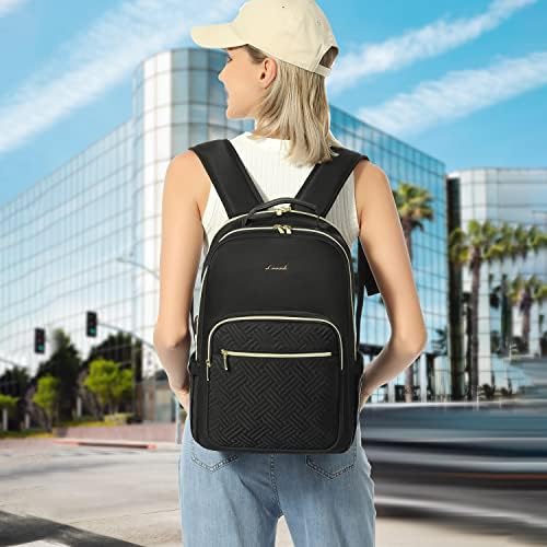 Laptop Backpack Purse for Women Work Travel Black OEKO-TEX STANDARD 100 Laptop Backpack Purse for Women College Black Qu
