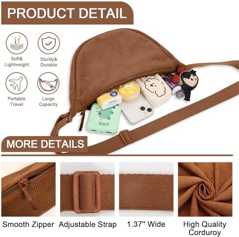 EVGLOW Nylon Crescent Crossbody Bag - Trendy Women's Travel Sling Bag EVGLOW Nylon Crescent Crossbody Bag - Small Men's