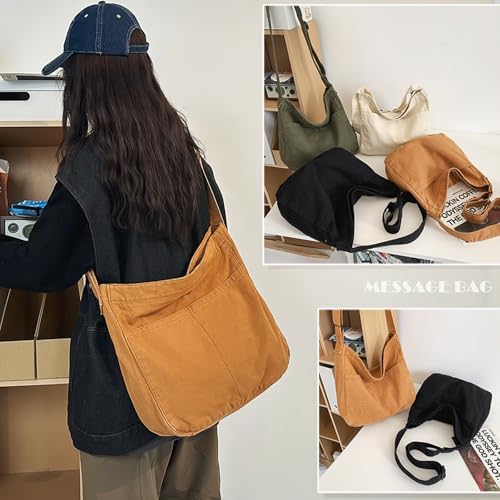 Dainaotm Canvas Tote Bag Casual Hobo Crossbody Shoulder Bag for Women Large Purse Messenger Bag Travel Work Dainaotm Can