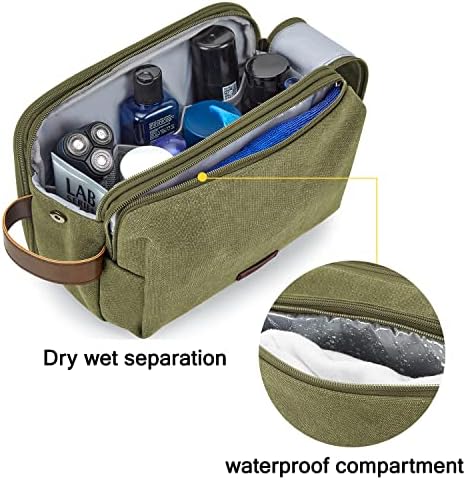 Men's Water-resistant Toiletry Bag - BAGSMART Dopp Kit Canvas Travel Organizer - Black - Large - Image 21