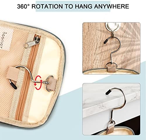 Water-resistant Travel Hanging Toiletry Bag for Women and Men, 6 Organizer Compartments, Holds Full Size Bottles, Black