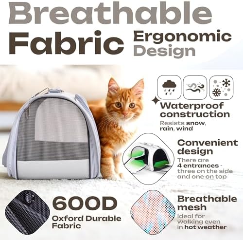 Airline Approved Small Pet Carrier for Cats and Rabbits, Lightweight & Ventilated Dog Carrier, Soft-Sided & Foldable (Up