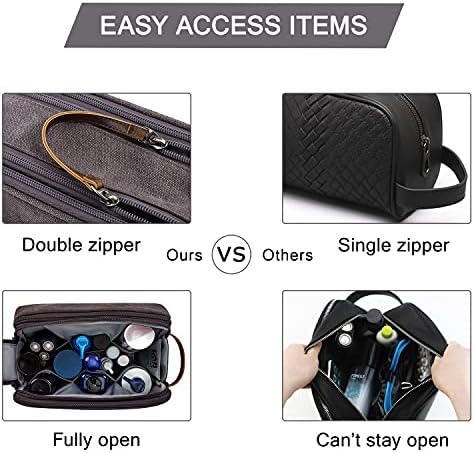 Men's Water-resistant Toiletry Bag - BAGSMART Dopp Kit Canvas Travel Organizer - Black - Large - Image 17