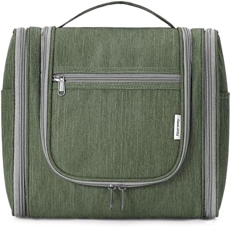 Narwey Large Blue Leaf Hanging Toiletry Bag for Women Travel and Men Cosmetics Organizers