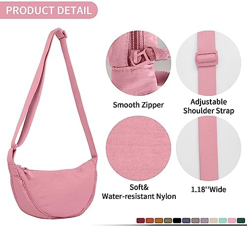 EVGLOW Nylon Crescent Crossbody Bag - Trendy Women's Travel Sling Bag EVGLOW Nylon Crescent Crossbody Bag - Small Men's