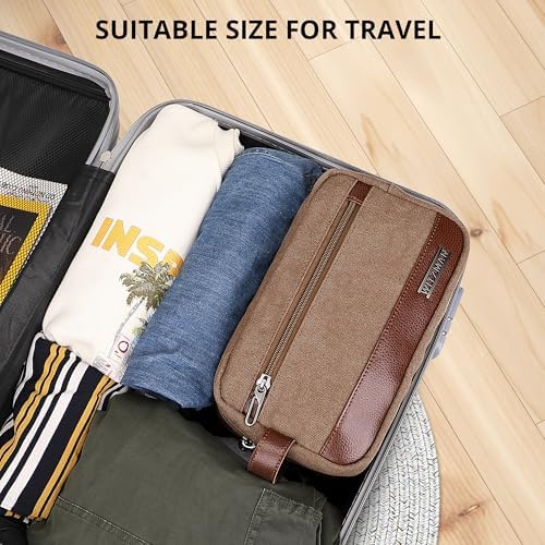 WITZMAN Classic Black A8001 Men's Water-Resistant Travel Dopp Kit Bag