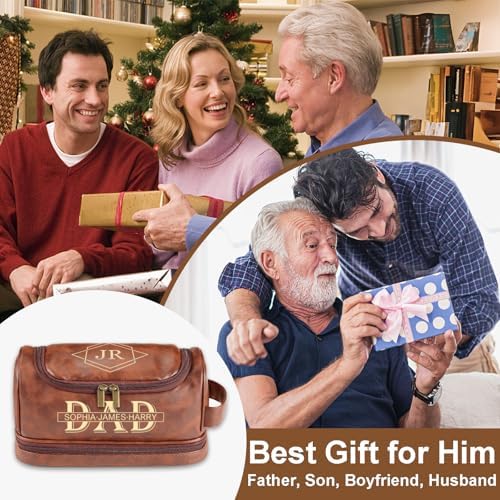 Personalized Leather Toiletry Bag for Men Traveling Gifts
Engraved Name Leather Toiletry Bag for Men Father's Day Gifts - Image 3