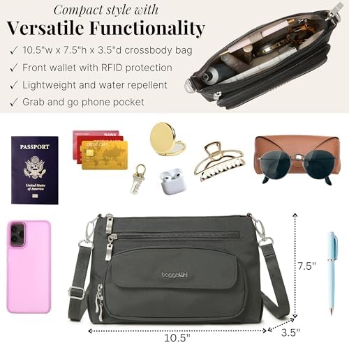 Baggallini Original RFID Protected Lightweight Nylon Zippered Travel Purse for Women ClimatePartner Certified