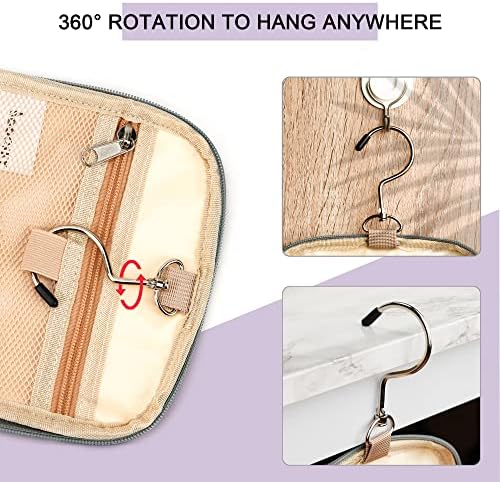 Water-resistant Travel Hanging Toiletry Bag for Women and Men, 6 Organizer Compartments, Holds Full Size Bottles, Black