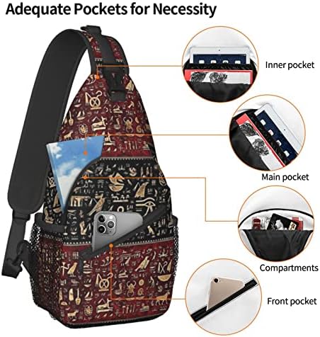 ASYG Egyptian Sling Bag Casual Backpack Crossbody Daypack Casual Use Men Women Multifunctional Style