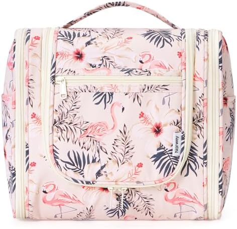 Narwey Large Blue Leaf Hanging Toiletry Bag for Women Travel and Men Cosmetics Organizers