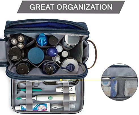 Men's Water-resistant Toiletry Bag - BAGSMART Dopp Kit Canvas Travel Organizer - Black - Large - Image 26
