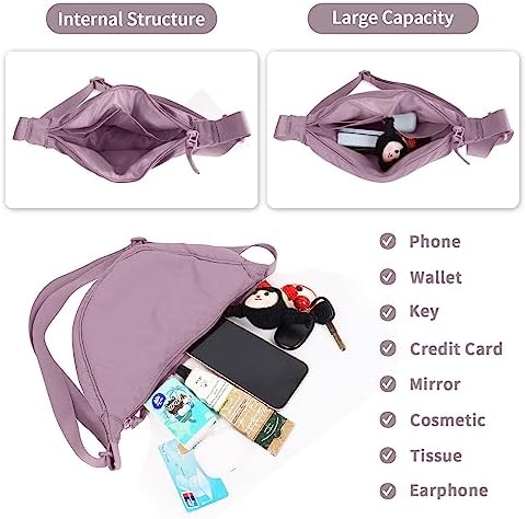 EVGLOW Nylon Crescent Crossbody Bag - Trendy Women's Travel Sling Bag EVGLOW Nylon Crescent Crossbody Bag - Small Men's