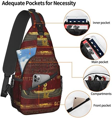 ASYG Egyptian Sling Bag Casual Backpack Crossbody Daypack Casual Use Men Women Multifunctional Style