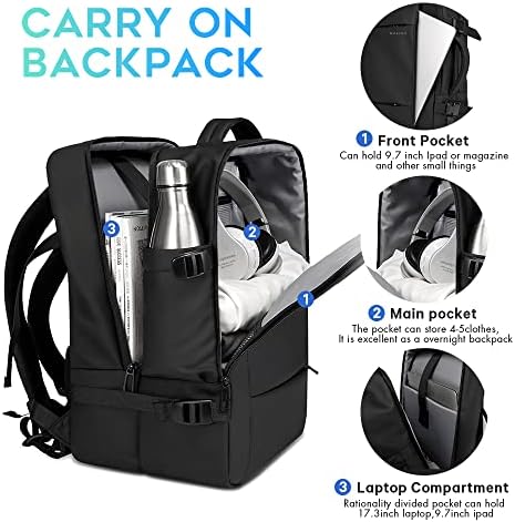 BANGE Expandable 35L Weekender Backpack for Men and Women | Waterproof 17.3inch Laptop Weekender Backpack for Men and W