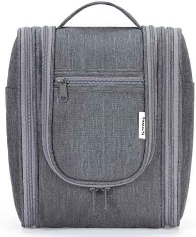 Narwey Large Blue Leaf Hanging Toiletry Bag for Women Travel and Men Cosmetics Organizers